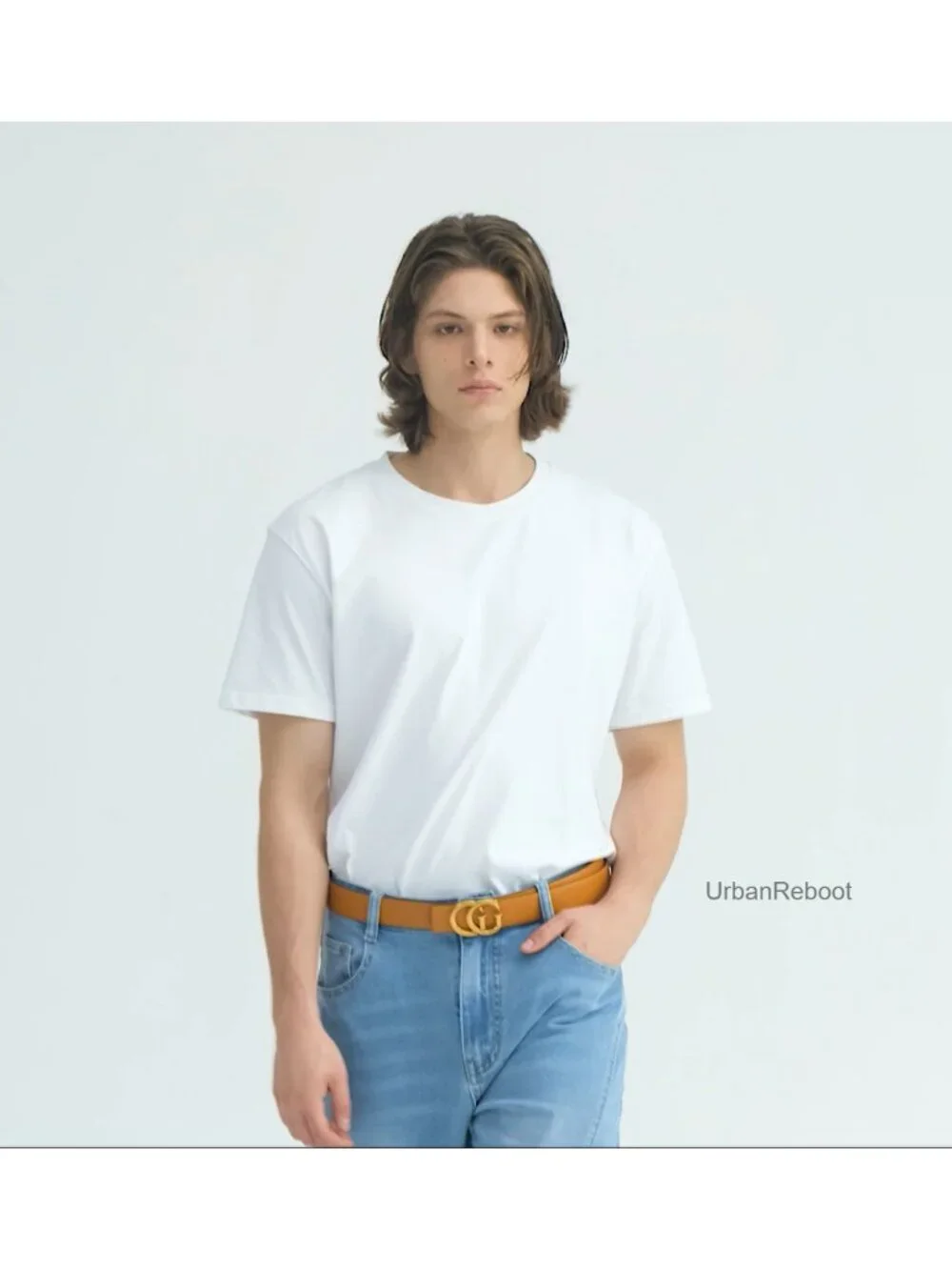 Reversible Leather Belt Gold Buckle 1.3